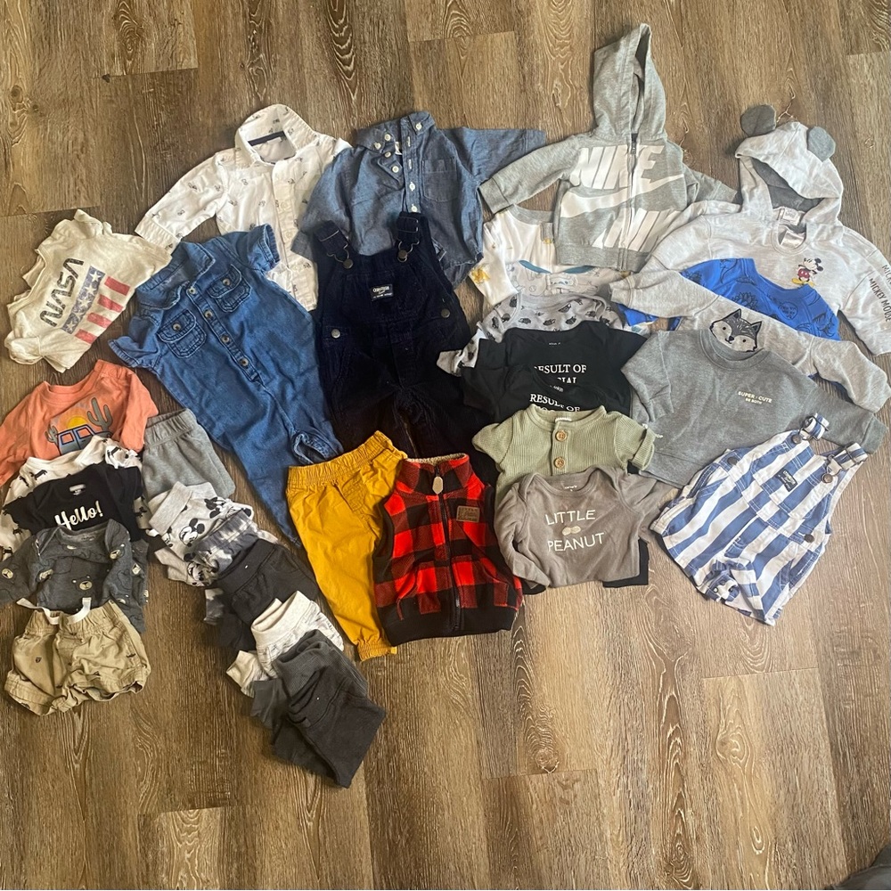 Bundle Lot of Baby Boy Clothes Sweatshirts, Overalls, Pajamas, and Outfits!